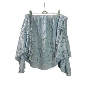 Entro Off Shoulder Light Blue Lace Ruffle Top S Lined Boho Retro Festival